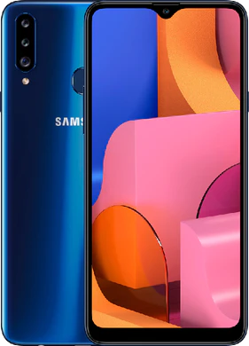 Samsung Galaxy A20s blauw overzicht