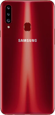 Samsung Galaxy A20s rood achterkant