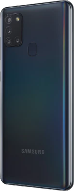 Samsung Galaxy A21s zwart achterkant linkerzijkant
