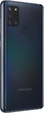 Samsung Galaxy A21s zwart achterkant rechterzijkant