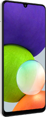 Samsung Galaxy A22 4G wit voorkant linkerzijkant