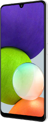 Samsung Galaxy A22 4G wit voorkant rechterzijkant