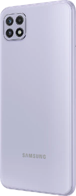 Samsung Galaxy A22 5G paars achterkant linkerzijkant