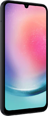 Samsung Galaxy A24 zwart voorkant linkerzijkant