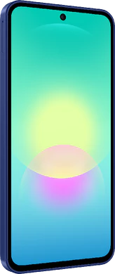 Samsung Galaxy A27 blauw voorkant linkerzijkant