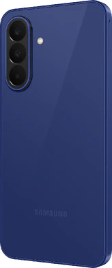 Samsung Galaxy A27 blauw achterkant linkerzijkant
