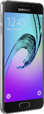 Samsung Galaxy a3 2016 zwart voorkant linkerzijkant