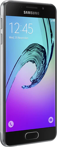 Samsung Galaxy a3 2016 zwart voorkant linkerzijkant