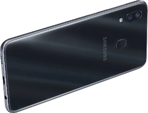 Samsung Galaxy A30 zwart achterkant gedraaid