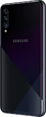 Samsung Galaxy A30s zwart achterkant linkerzijkant
