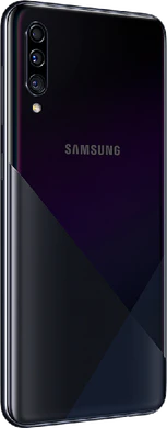 Samsung Galaxy A30s zwart achterkant rechterzijkant