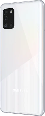 Samsung Galaxy A31 wit achterkant linkerzijkant