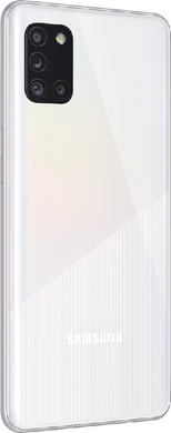 Samsung Galaxy A31 wit achterkant rechterzijkant