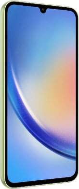 Samsung Galaxy A34 5G groen voorkant linkerzijkant