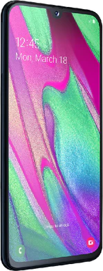 Samsung Galaxy A40 zwart voorkant linkerzijkant