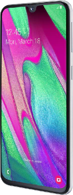 Samsung Galaxy A40 wit voorkant rechterzijkant