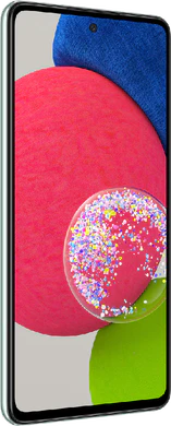 Samsung Galaxy a52s groen voorkant linkerzijkant