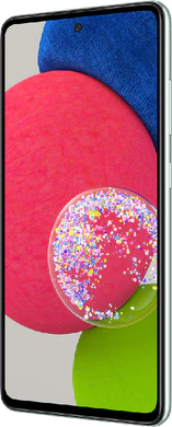 Samsung Galaxy a52s groen voorkant rechterzijkant