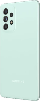 Samsung Galaxy a52s groen achterkant linkerzijkant