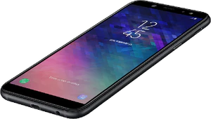 Samsung Galaxy A6 duos nero copertina frontale lato destro in basso aslant