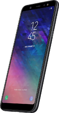 Samsung Galaxy a6 plus zwart voorkant rechterzijkant schuin