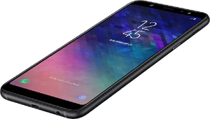 Samsung Galaxy a6 plus zwart voorkant rechterzijkant onderkant schuin