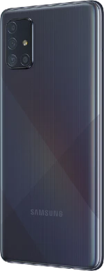 Samsung Galaxy A71 svart tillbaka vänster sida