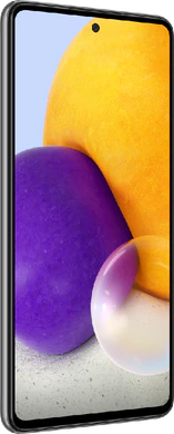 Samsung Galaxy A72 zwart voorkant linkerzijkant