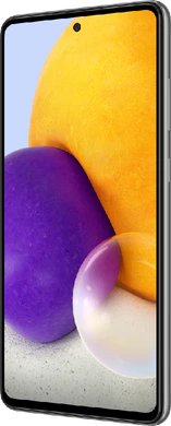 Samsung Galaxy A72 zwart voorkant rechterzijkant