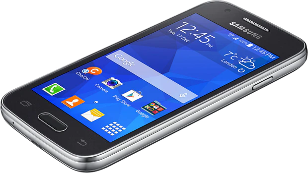 Samsung Galaxy Ace 4 LTE dynamic grijs schuin