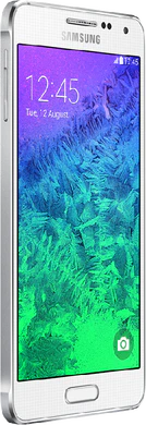 Samsung Galaxy Alpha sm g850f dazzling bianco copertina frontale aslant lato sinistro