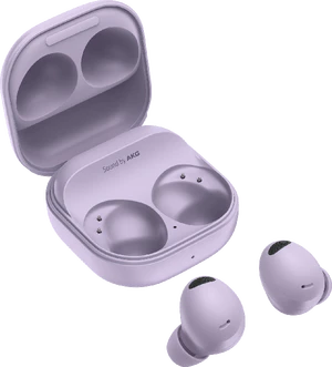 Samsung Galaxy Buds 2 Pro viola case aperto aslant