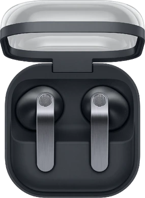Samsung Galaxy Buds 4 zwart case voorkant geopend