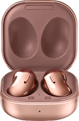 Samsung Galaxy Buds Live bronze case front bottom opened