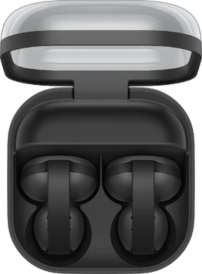 Samsung Galaxy Buds On black case top opened