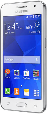 Samsung Galaxy Core 2 Duos wit schuin