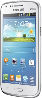 Samsung Galaxy Core Duos aslant bianco
