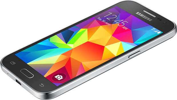 Samsung Galaxy core prime value edition grijs onderkant schuin