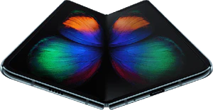 Samsung Galaxy Fold voorkant onderkant geopend zwart