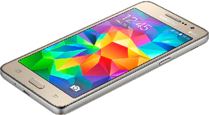 Samsung Galaxy Grand Prime VE Duos goud onderkant rechterzijkant schuin