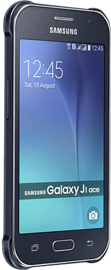 Samsung Galaxy J1 Ace Duos negro tapa delantera lado izquierdo