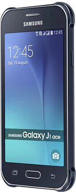 Samsung Galaxy J1 Ace Duos negro tapa delantera lado derecho