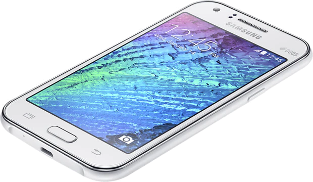 Samsung Galaxy J1 Duos wit schuin