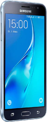 Samsung Galaxy j3 2016 duos zwart voorkant linkerzijkant