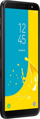 Samsung Galaxy J6 zwart voorkant linkerzijkant