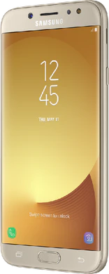 Samsung Galaxy j7 2017 goud voorkant rechterzijkant