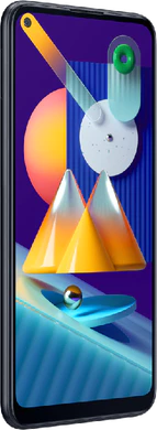 Samsung Galaxy M11 zwart voorkant linkerzijkant