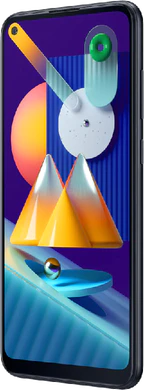 Samsung Galaxy M11 zwart voorkant rechterzijkant