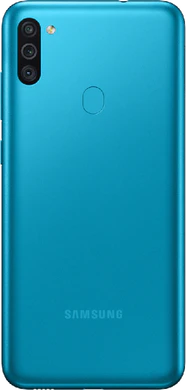 Samsung Galaxy M11 blauw achterkant