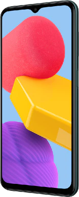 Samsung Galaxy M13 grön front höger sida
